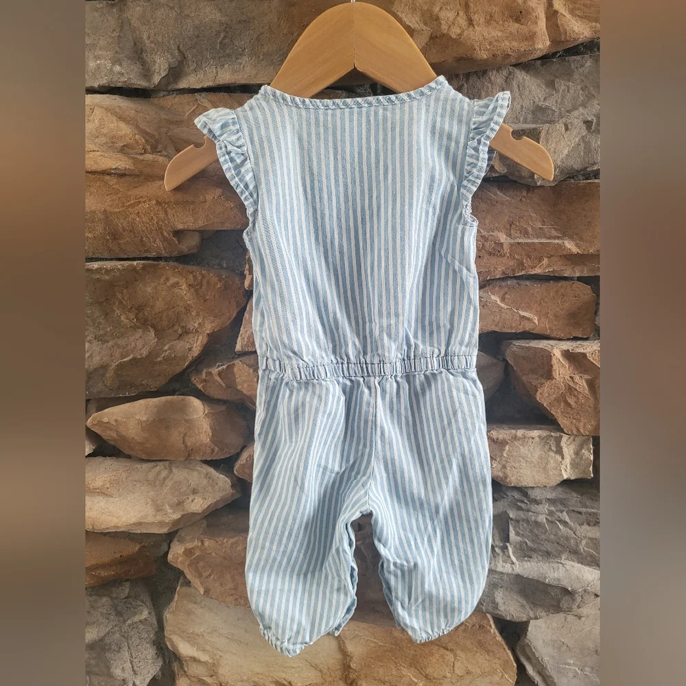 Baby Girl Striped Utility Jumpsuit